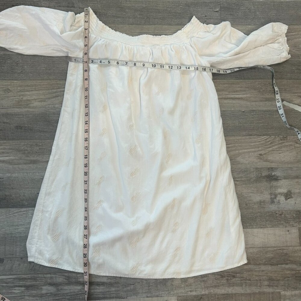 Old Navy White Pineapple Embroidered Off Shoulder Dress Size Large Lined Q16 - Picture 5 of 8